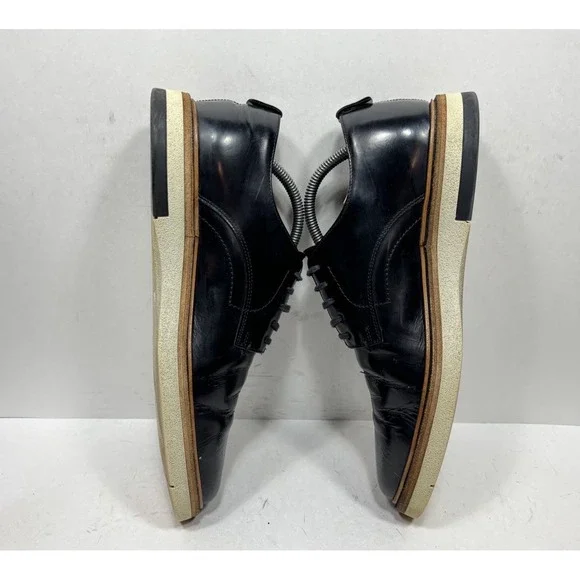 Fendi Roma Black Leather Lace Derby Dress Shoes Men's Size 9 US / 8 UK